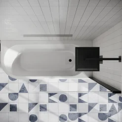 Drench J Shaped Shower Bath with Panel & Shower Screen