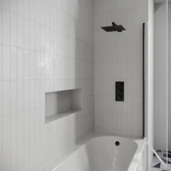Drench J Shaped Shower Bath with Panel & Shower Screen