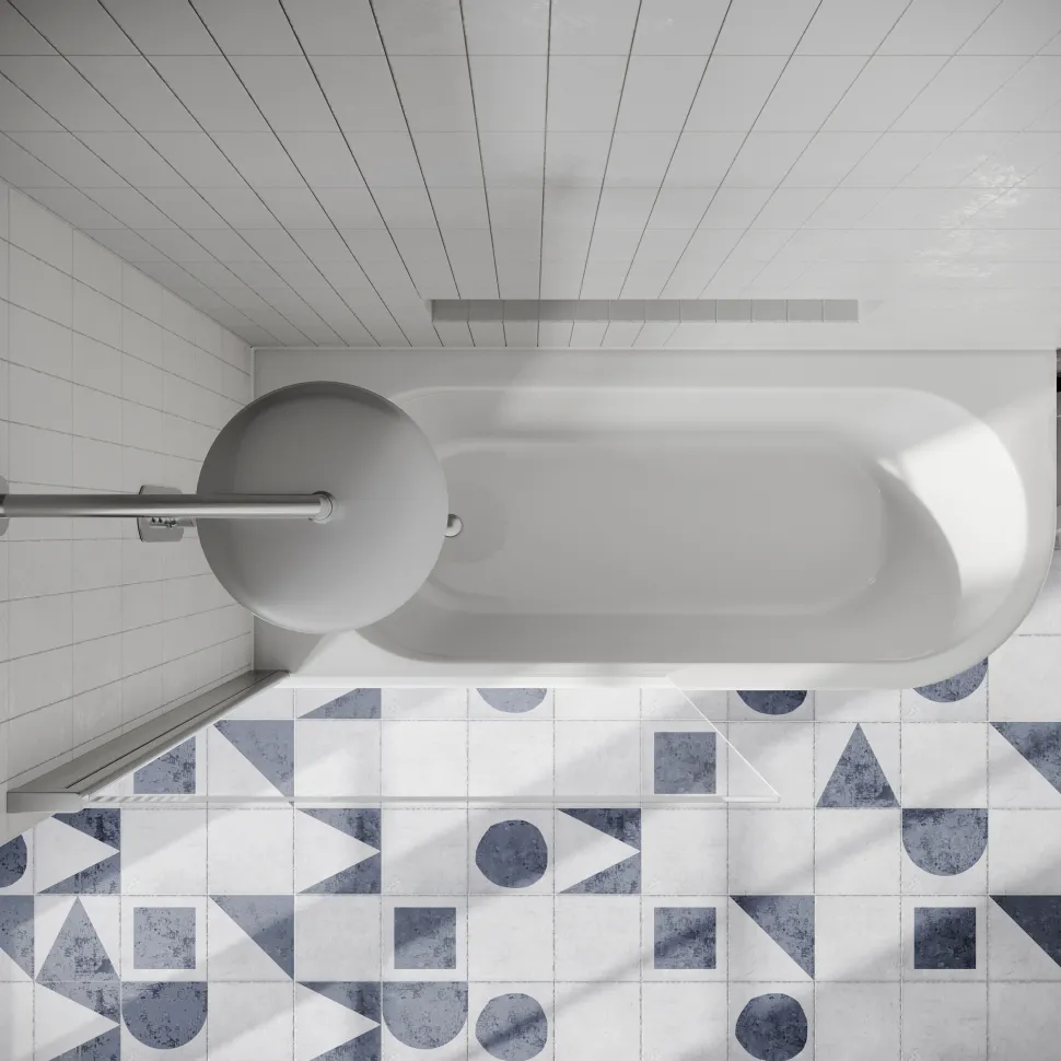 Drench J Shaped Shower Bath with Panel & Shower Screen
