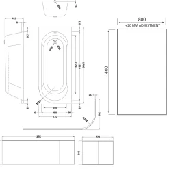 Drench J Shaped Shower Bath with Panel & Shower Screen