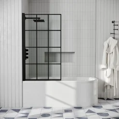 Drench J Shaped Shower Bath with Panel & Shower Screen