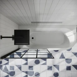 Drench J Shaped Shower Bath with Panel & Shower Screen