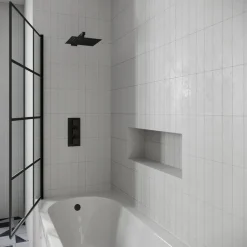 Drench J Shaped Shower Bath with Panel & Shower Screen