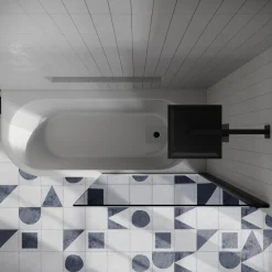 Drench J Shaped Shower Bath with Panel & Shower Screen