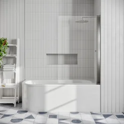 Drench J Shaped Shower Bath with Panel & Shower Screen