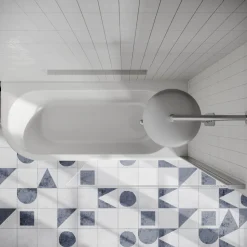 Drench J Shaped Shower Bath with Panel & Shower Screen