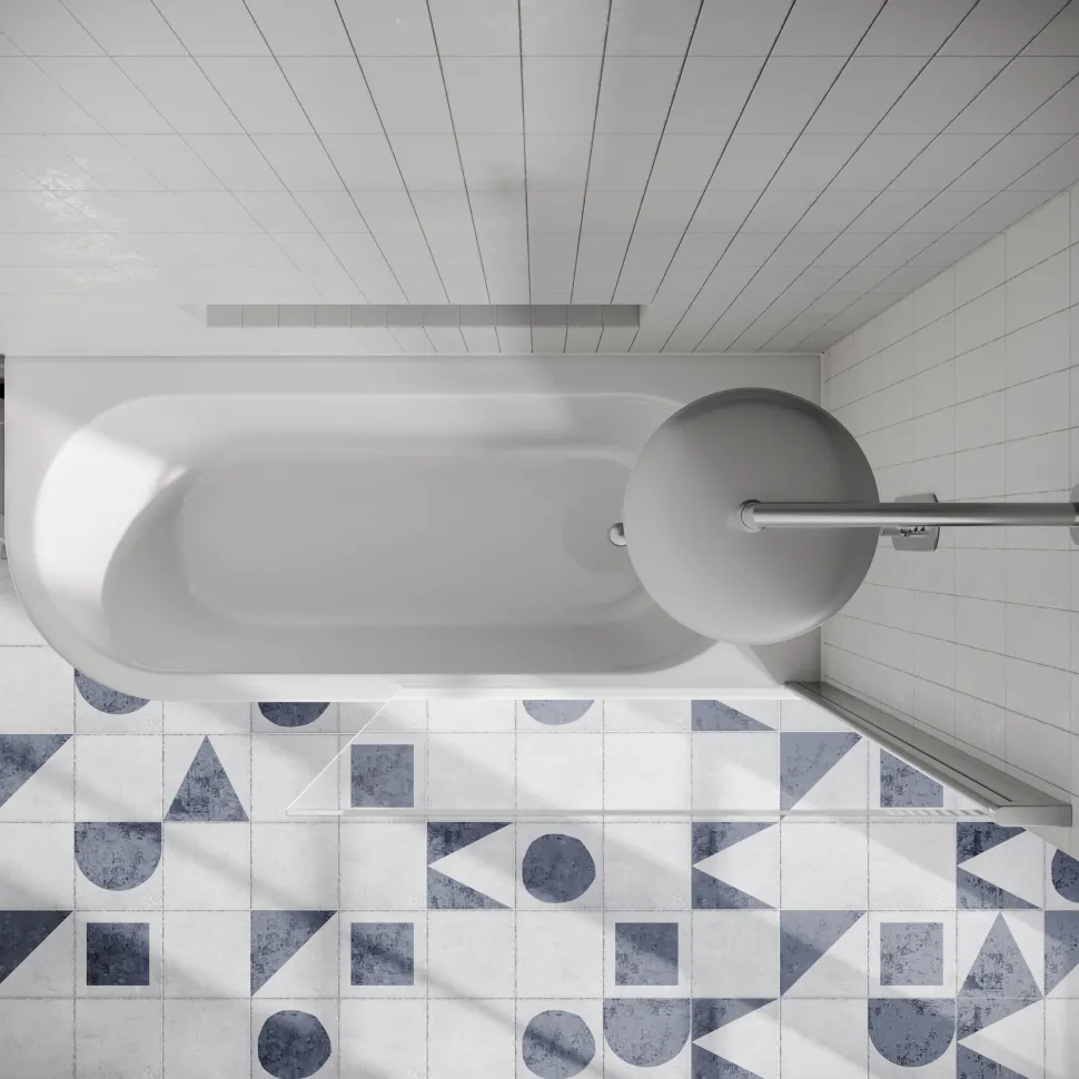 Drench J Shaped Shower Bath with Panel & Shower Screen
