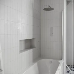 Drench J Shaped Shower Bath with Panel & Shower Screen