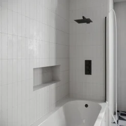 Drench J Shaped Shower Bath with Panel & Shower Screen