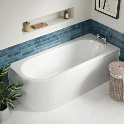 Drench J Shaped Single Ended Corner Bath & Bath Panel - 1700 x 720mm