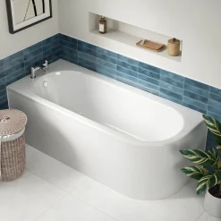 Drench J Shaped Single Ended Corner Bath & Bath Panel - 1700 x 720mm