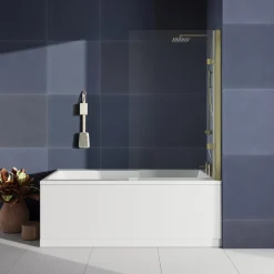 Drench Keyhole Shower Bath & Brushed Brass Shower Screen
