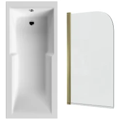 Drench Keyhole Shower Bath & Brushed Brass Shower Screen