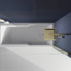 Drench Keyhole Shower Bath & Brushed Brass Shower Screen