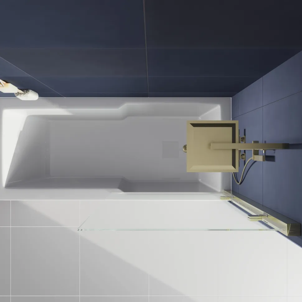 Drench Keyhole Shower Bath & Brushed Brass Shower Screen