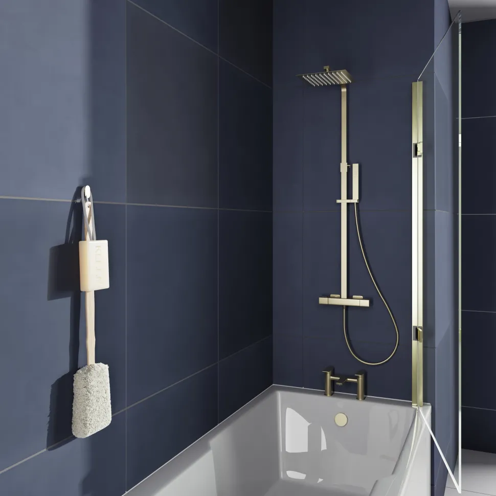 Drench Keyhole Shower Bath & Brushed Brass Shower Screen