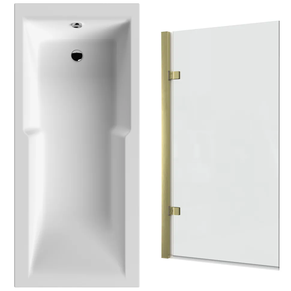 Drench Keyhole Shower Bath & Brushed Brass Shower Screen