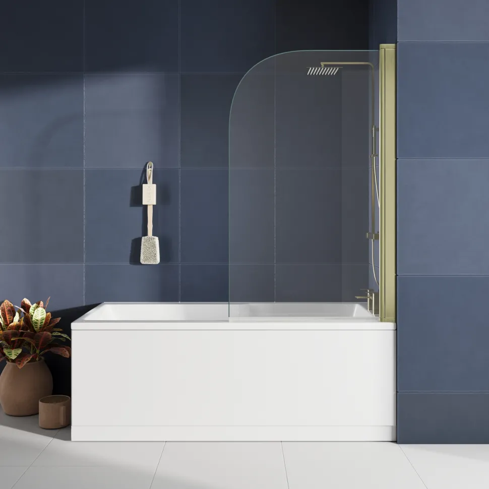 Drench Keyhole Shower Bath & Brushed Brass Shower Screen