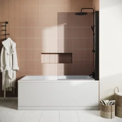 Drench Keyhole Shower Bath & Matt Black Shower Screen