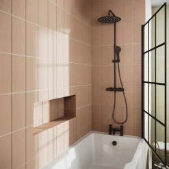 Drench Keyhole Shower Bath & Matt Black Shower Screen