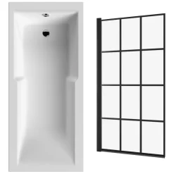 Drench Keyhole Shower Bath & Matt Black Shower Screen