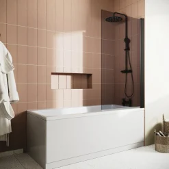 Drench Keyhole Shower Bath & Matt Black Shower Screen