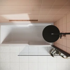 Drench Keyhole Shower Bath & Matt Black Shower Screen