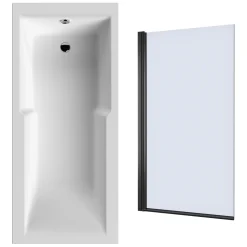 Drench Keyhole Shower Bath & Matt Black Shower Screen