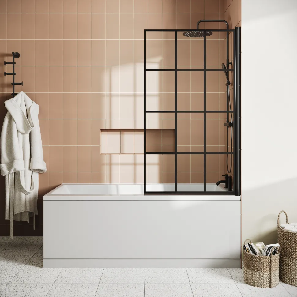 Drench Keyhole Shower Bath & Matt Black Shower Screen