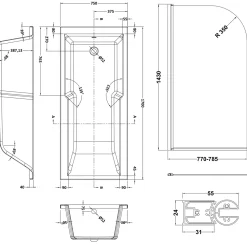Drench Keyhole Shower Bath & Shower Screen