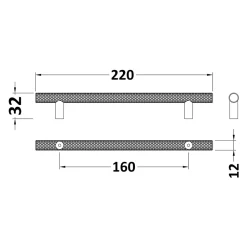 Drench Knurled T Bar Furniture Handle - 160mm Centres