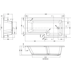 Drench L Shaped Shower Bath & Optional Panel - 1700mm