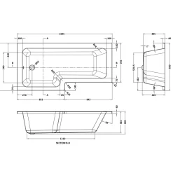 Drench L Shaped Shower Bath & Optional Panel - 1700mm