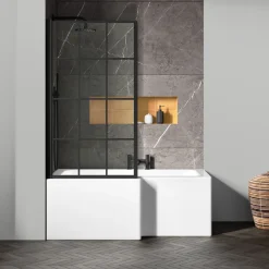 Drench L Shaped Shower Bath with Panel and Shower Screen - 1500mm