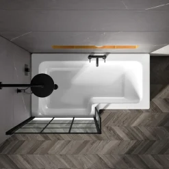Drench L Shaped Shower Bath with Panel and Shower Screen - 1500mm