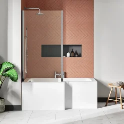 Drench L Shaped Shower Bath with Panel and Shower Screen - 1500mm