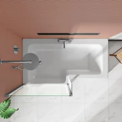 Drench L Shaped Shower Bath with Panel and Shower Screen - 1500mm