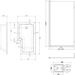 Drench L Shaped Shower Bath with Panel and Shower Screen - 1500mm
