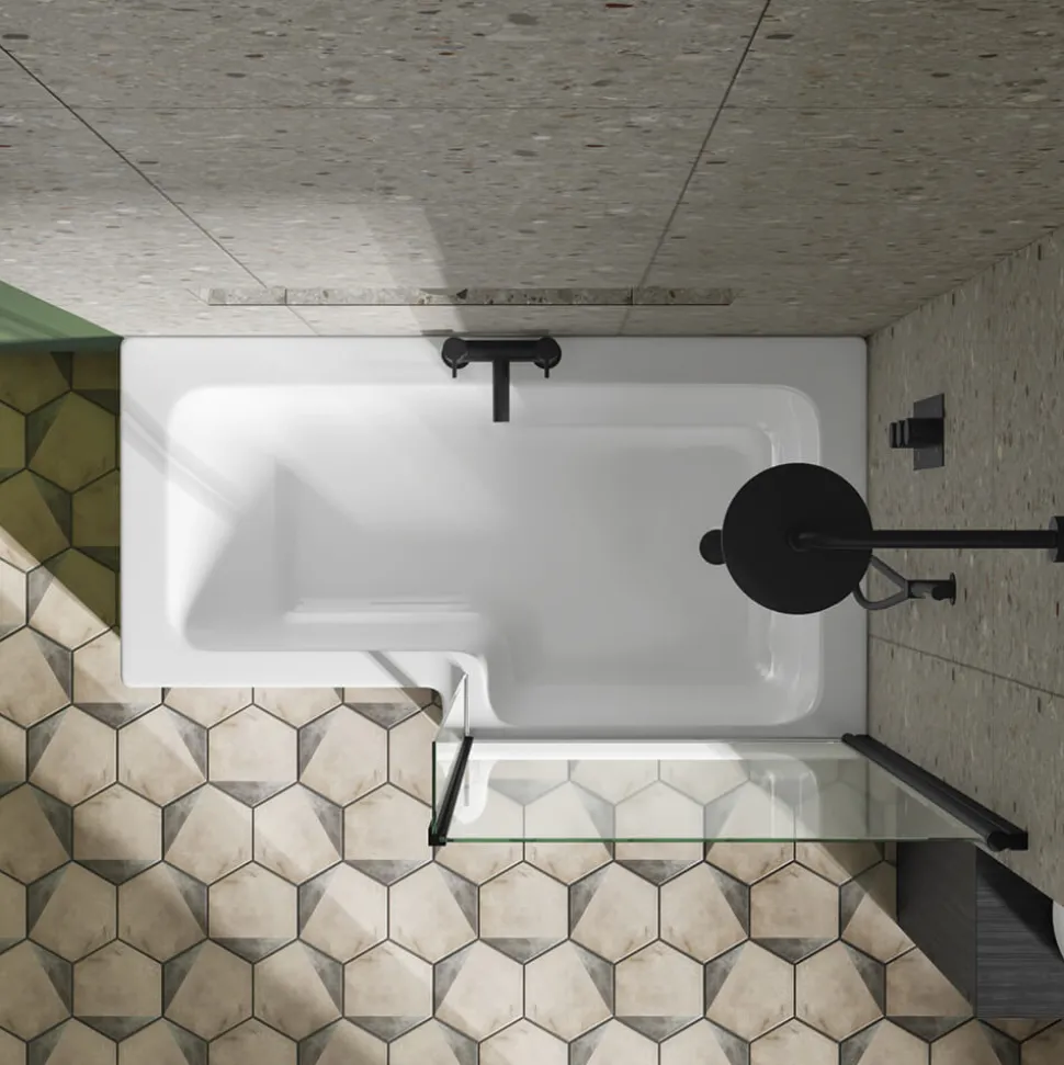 Drench L Shaped Shower Bath with Panel and Shower Screen - 1500mm