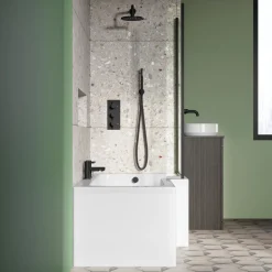 Drench L Shaped Shower Bath with Panel and Shower Screen - 1500mm