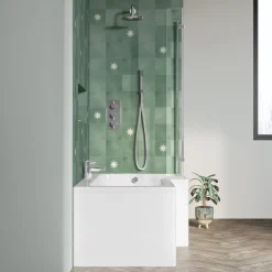 Drench L Shaped Shower Bath with Panel and Shower Screen - 1500mm