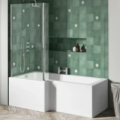 Drench L Shaped Shower Bath with Panel and Shower Screen - 1700mm