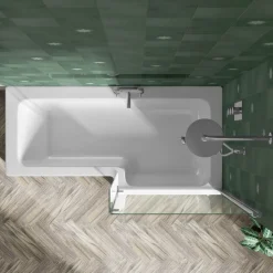 Drench L Shaped Shower Bath with Panel and Shower Screen - 1700mm