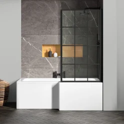 Drench L Shaped Shower Bath with Panel and Shower Screen - 1700mm