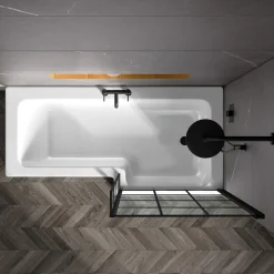 Drench L Shaped Shower Bath with Panel and Shower Screen - 1700mm