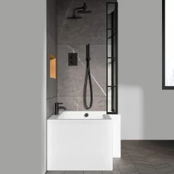 Drench L Shaped Shower Bath with Panel and Shower Screen - 1700mm