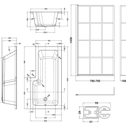 Drench L Shaped Shower Bath with Panel and Shower Screen - 1700mm