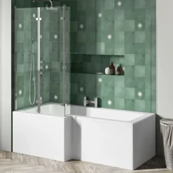 Drench L Shaped Shower Bath with Panel and Shower Screen - 1700mm