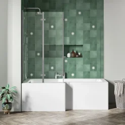 Drench L Shaped Shower Bath with Panel and Shower Screen - 1700mm