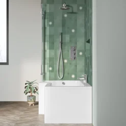 Drench L Shaped Shower Bath with Panel and Shower Screen - 1700mm